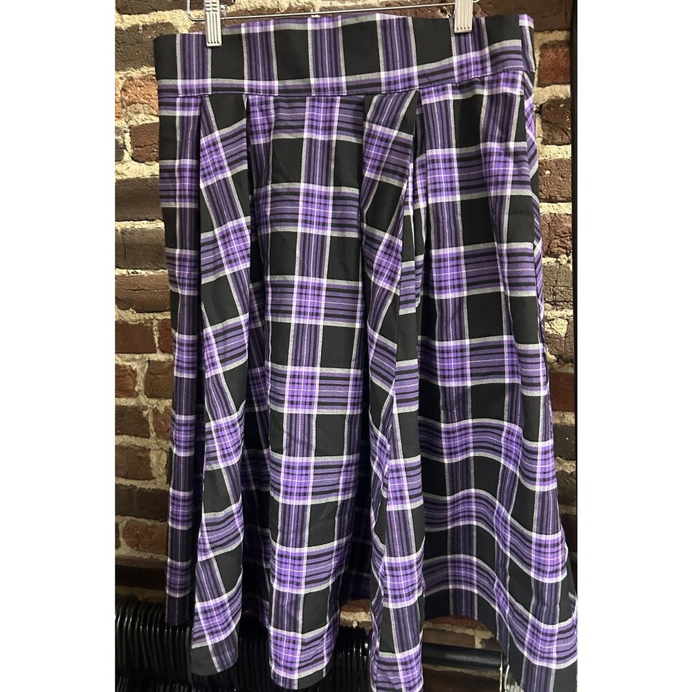 Laura Byrnes Pinup Couture Purple Plaid Skirt XL PUG - Picture 1 of 8